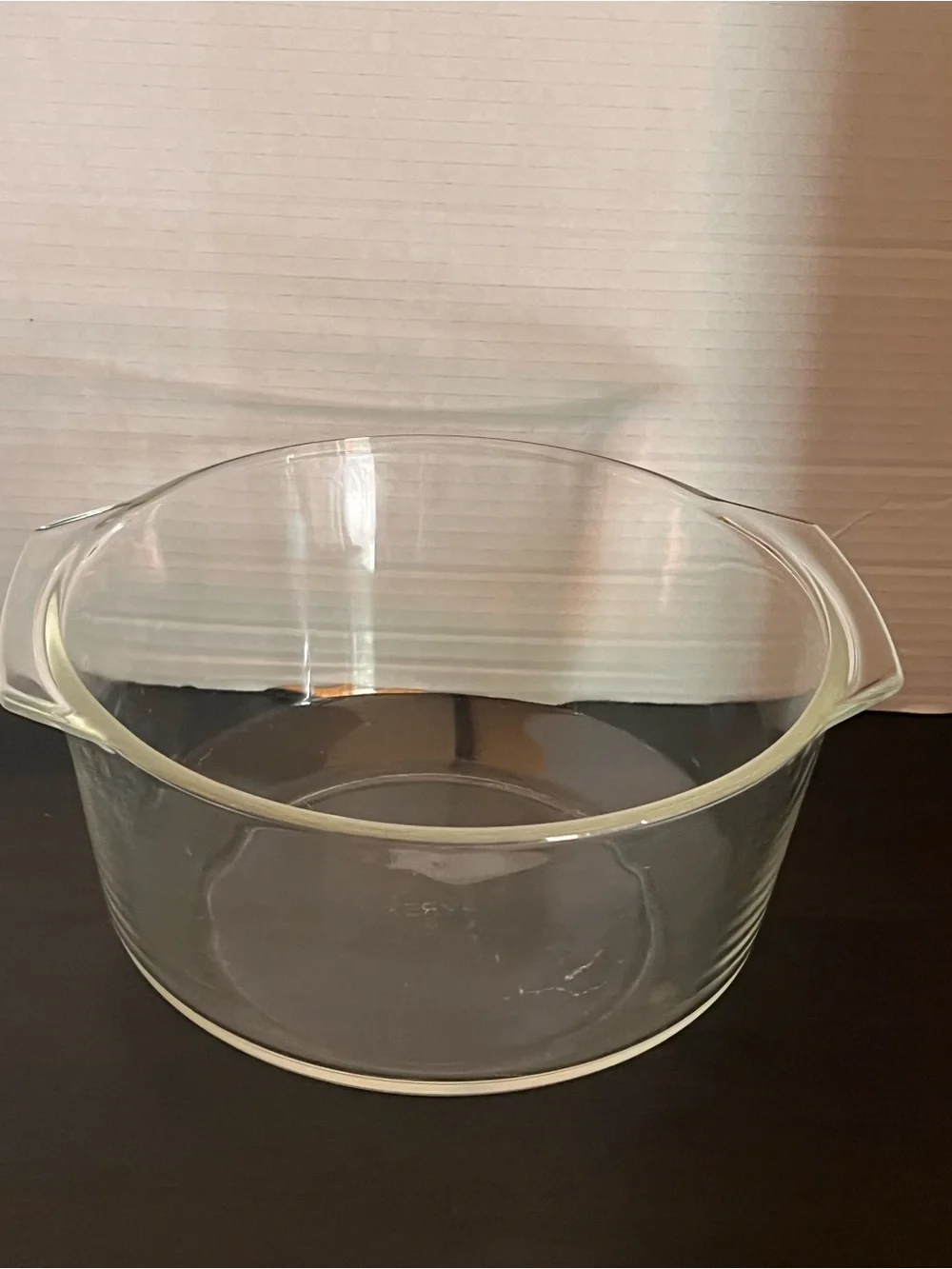 Vintage Pyrex 3 qt. Clear Glass Round Mixing Bowl with Handles 344 made in USA